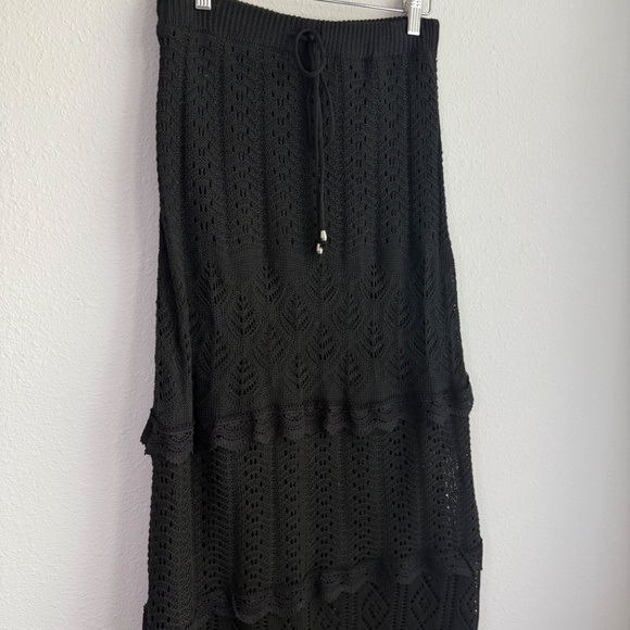 Solitaire Crochet 2 Piece Set Womens Medium Black Maxi Sleeveless Flowy - Picture 10 of 12